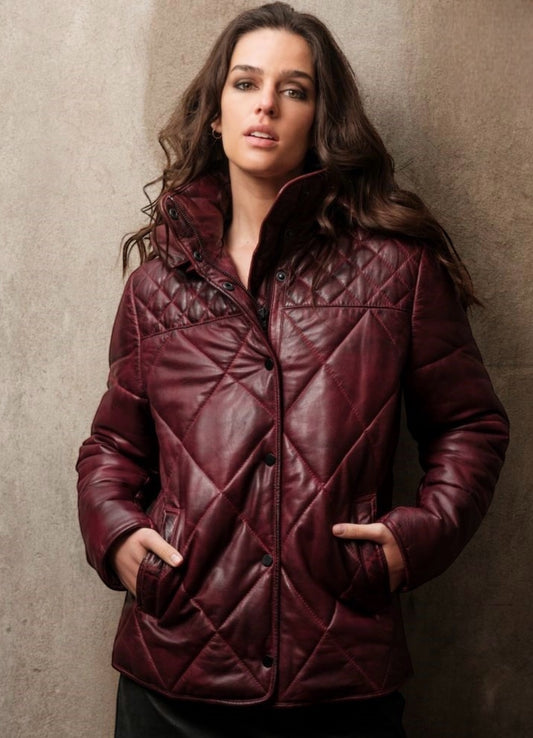 Puffer Burgundy Leather Hood